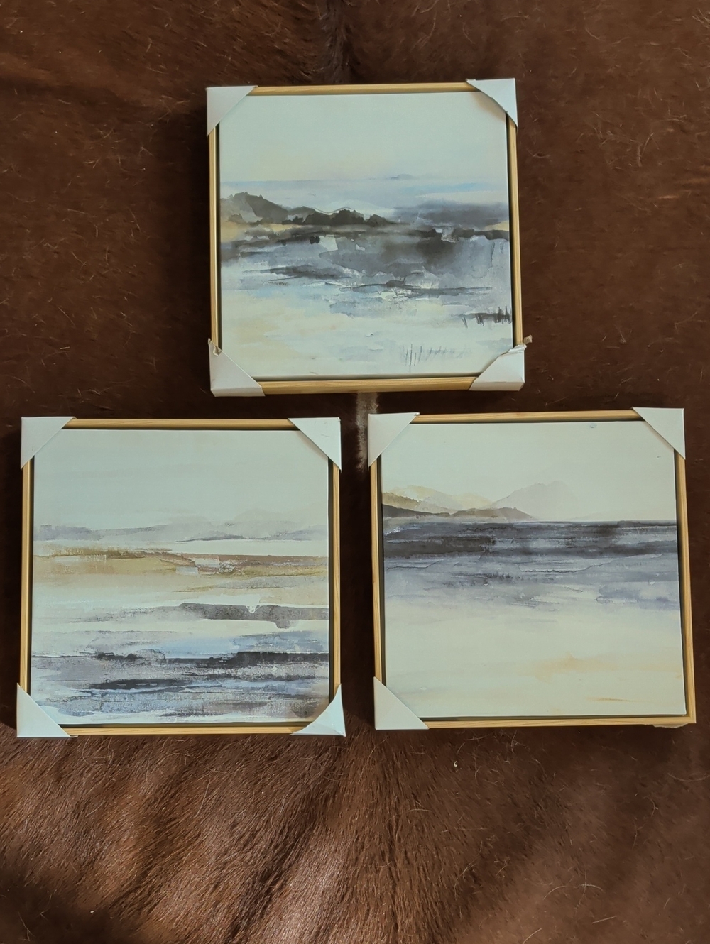 Coastal Mist Framed Wall Art Set - Wood Frame, Blue and Cream Tones